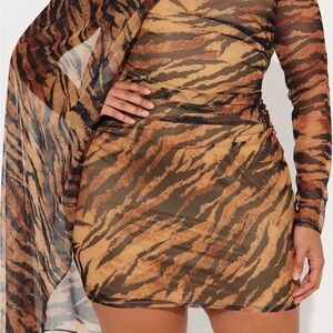 NWT| Tiger Print Mesh Dress